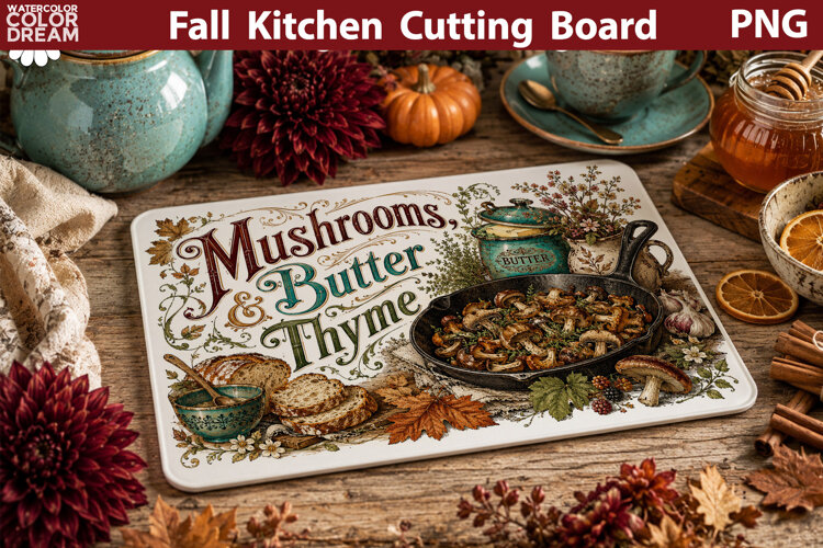 Autumn Kitchen Board | Fall Cutting Board Sublimation example image 1