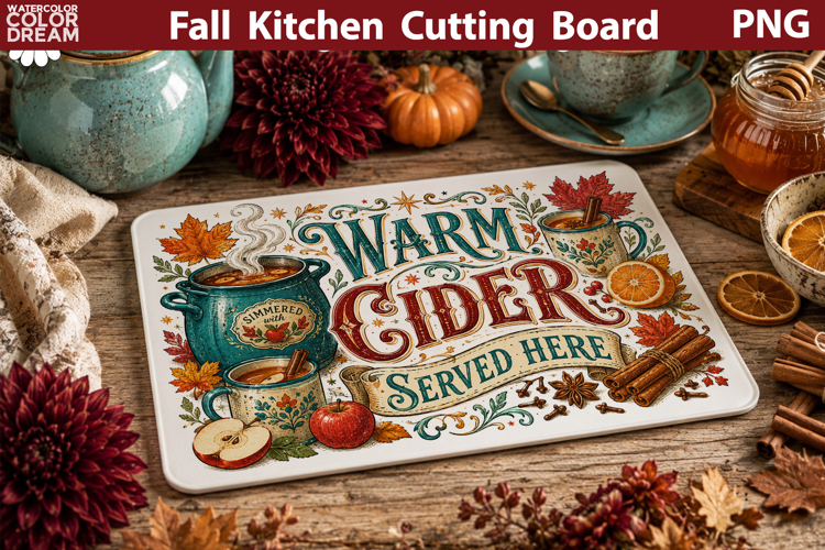 Autumn Kitchen Board | Fall Cutting Board Sublimation