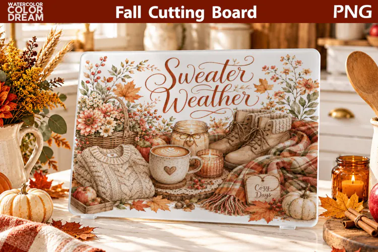 Cozy Fall Weather | Autumn Cutting Board Sublimation