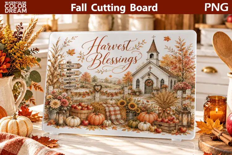 Harvest Blessings | Fall Cutting Board Sublimation