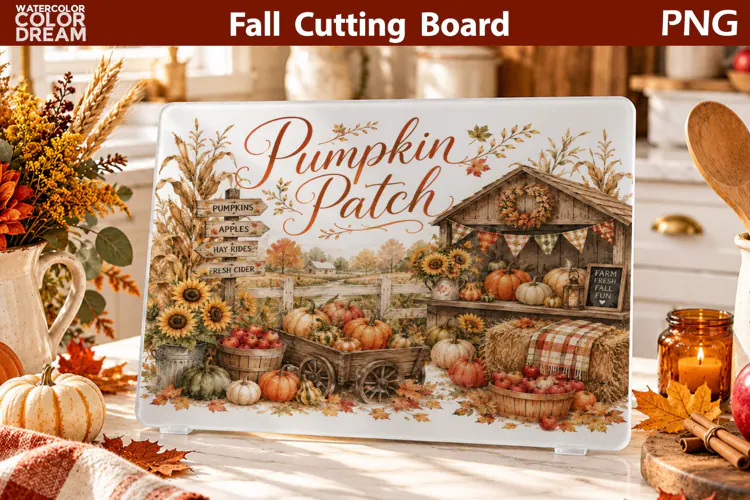 Fall Farmhouse Cutting Board | Autumn Harvest Sublimation