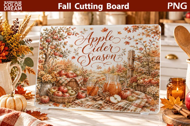 Apple Cider Season Cutting Board | Fall Sublimation example image 1