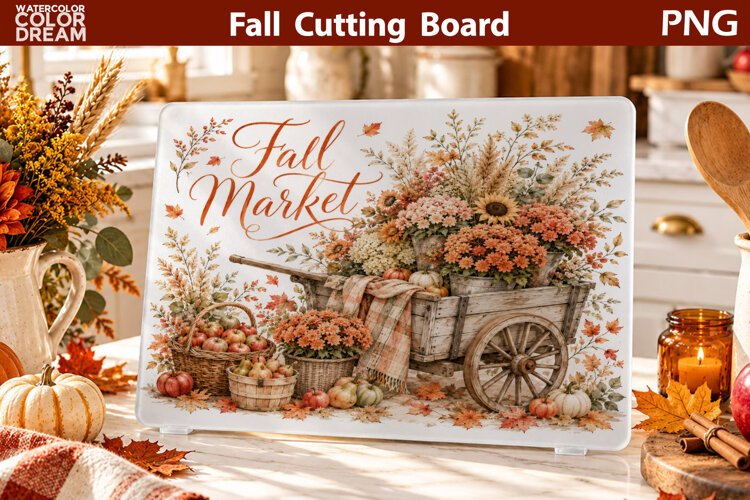 Fall Market | Autumn Cutting Board Sublimation example image 1