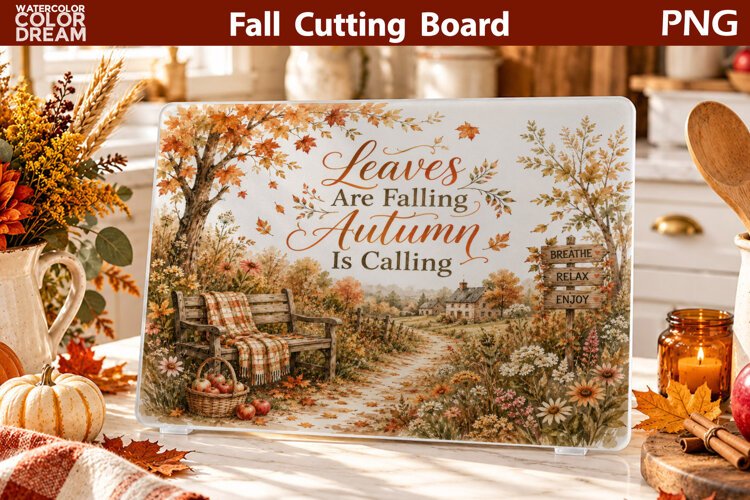Autumn Illustration | Fall Cutting Board Sublimation example image 1