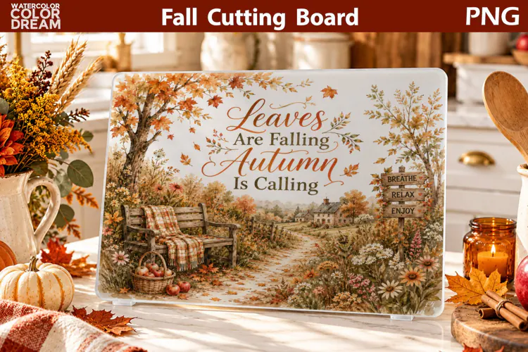 Autumn Illustration | Fall Cutting Board Sublimation