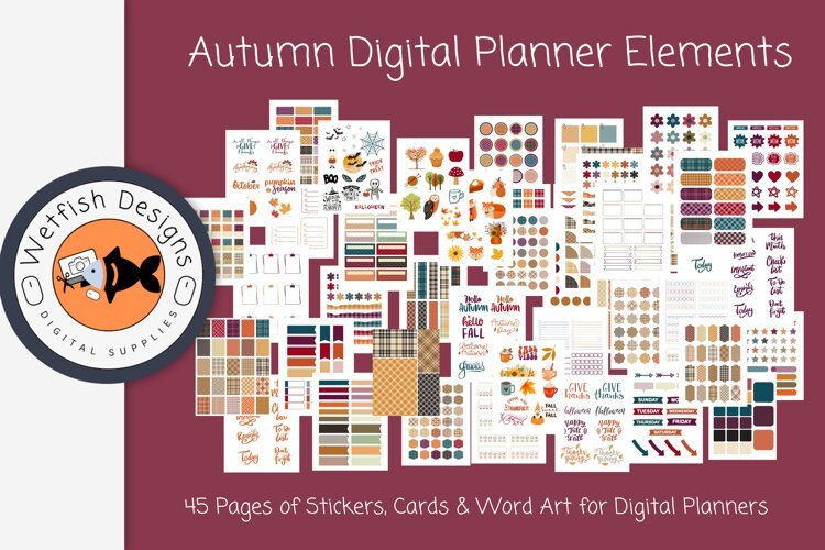 Autumn Digital Planner Stickers for Good Notes Notability example image 1