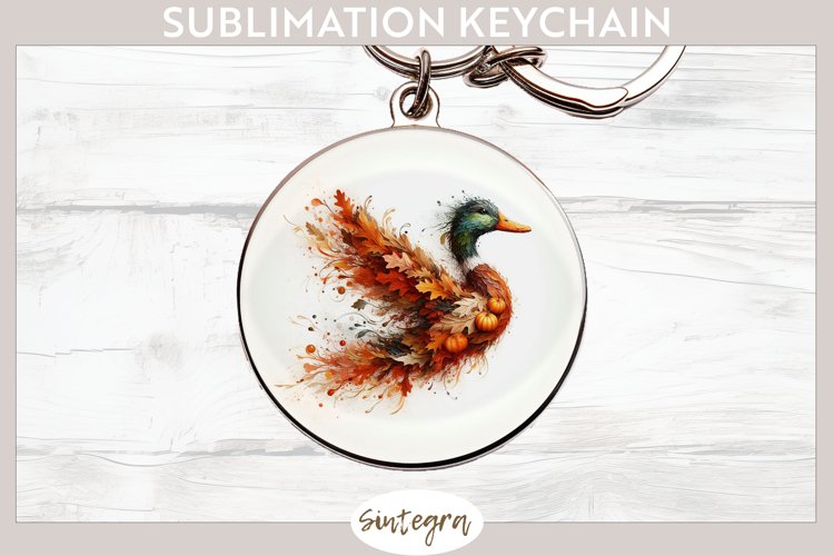 Fall Duck Animal v1 Round Keychain Sublimation