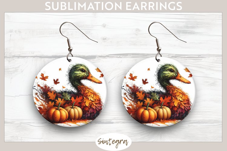 Fall Duck Animal v3 Round Earrings Sublimation