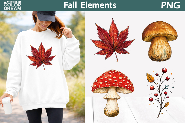 Fall Elements PNG | Autumn Mushroom Clipart