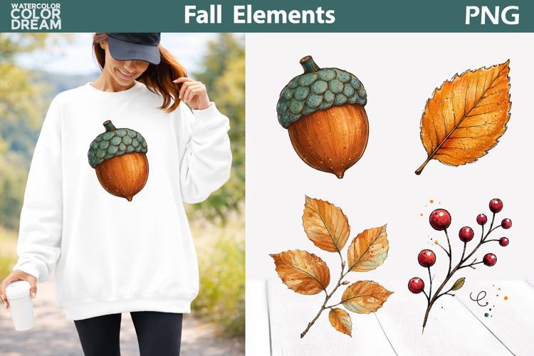Fall Acorn Elements PNG | Autumn Botanical Art