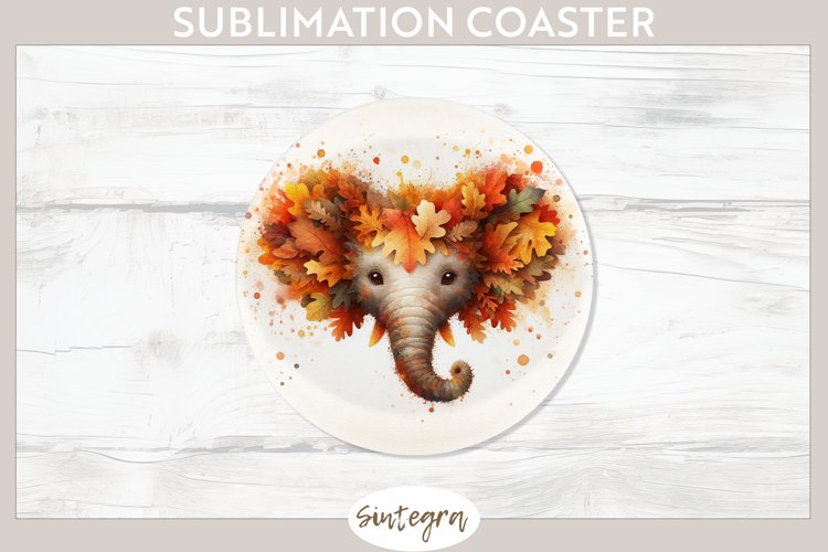 Fall Elephant Animal v2 Round Coaster Sublimation