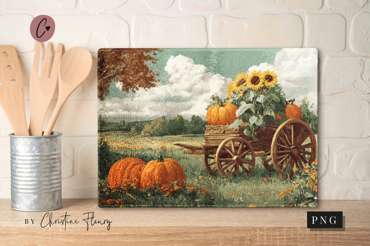 Fall Farm Cutting Board Sublimation Design