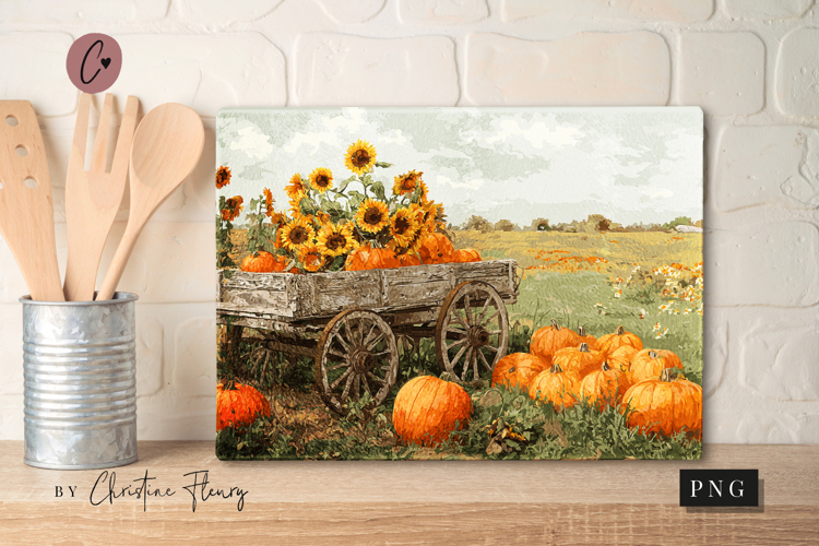 Fall Farm Cutting Board Sublimation Design