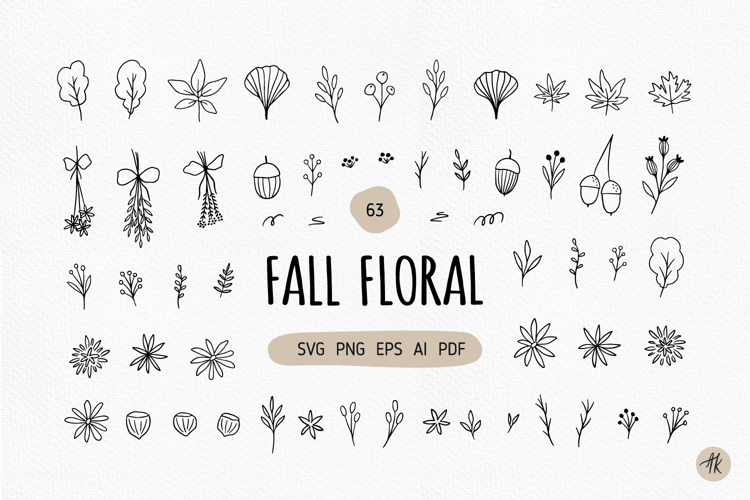Fall Leaves SVG Bundle, Autumn Clipart PNG, Floral Cut Files