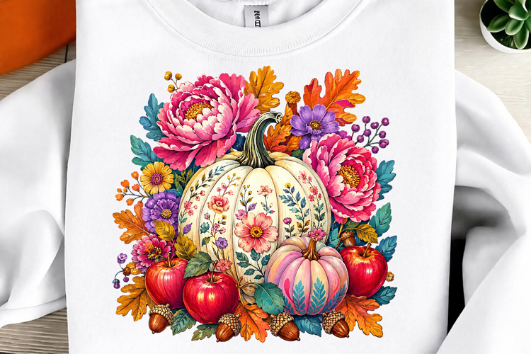Fall Floral Pumpkin Png