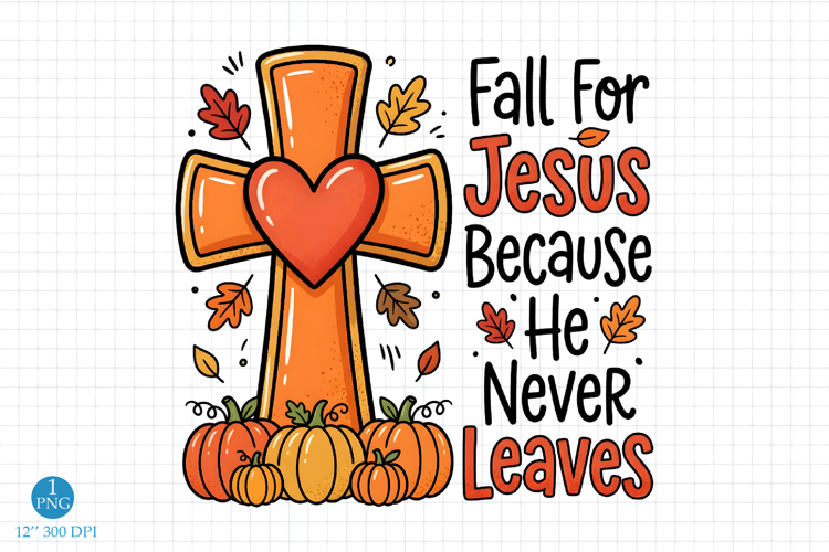 Fall for Jesus He Never Leaves PNG Christian Fall Cross