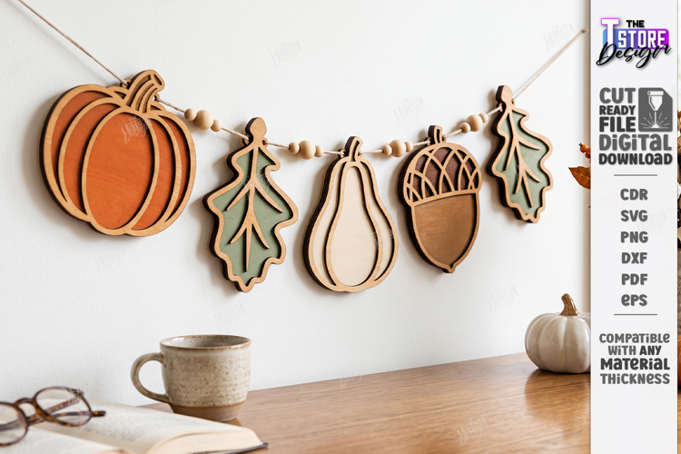 Fall Garland Laser Cut | Autumn Garland | Thanksgiving Day