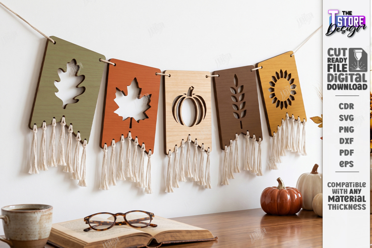 Fall Garland Laser Cut | Autumn Garland | Thanksgiving Day