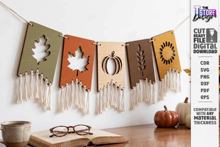 Fall Garland Laser Cut | Autumn Garland | Thanksgiving Day