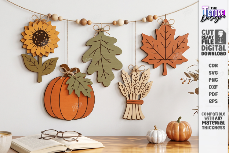 Fall Garland Laser Cut | Autumn Garland | Thanksgiving Day