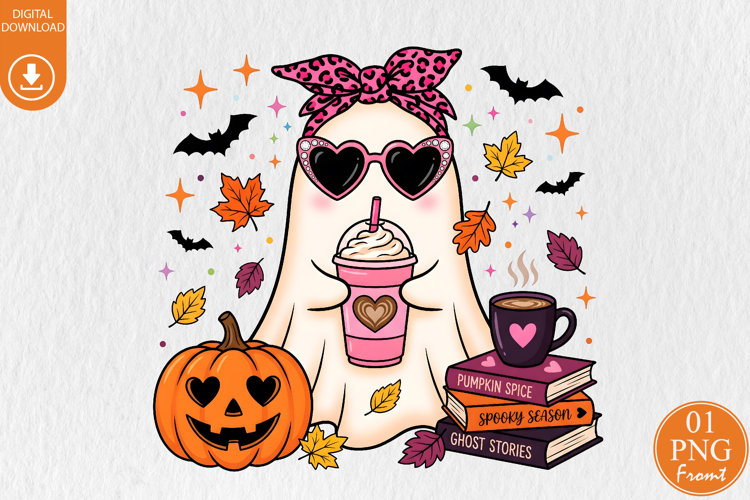 Fall Ghost PNG, Girly Halloween Sublimation