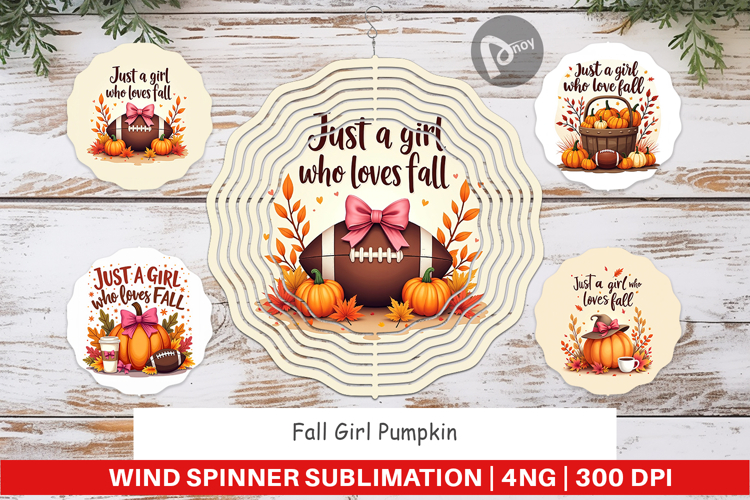 Fall Girl Pumpkin Wind Spinner