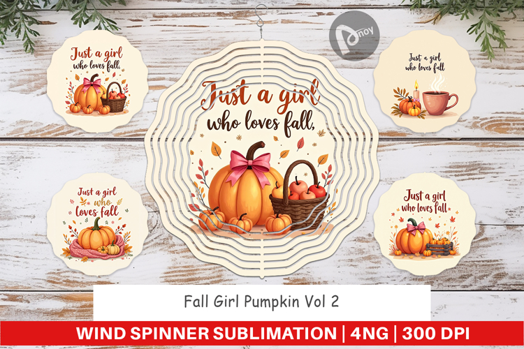 Fall Girl Pumpkin Wind Spinner