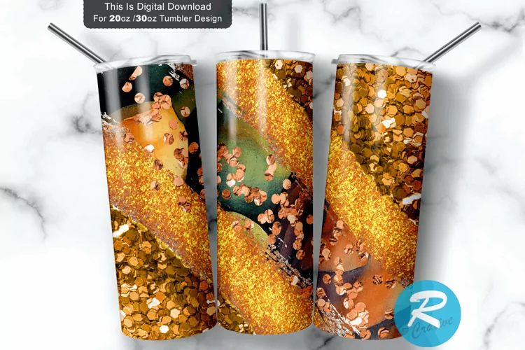 Fall Glitter Purple Brush 20oz/30oz Skinny Tumbler