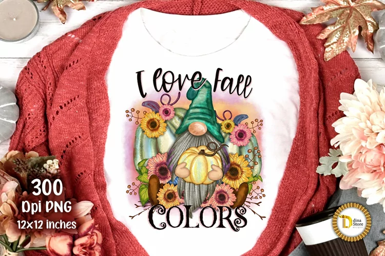 Fall Gnome - I Love Fall Colors Sublimation PNG
