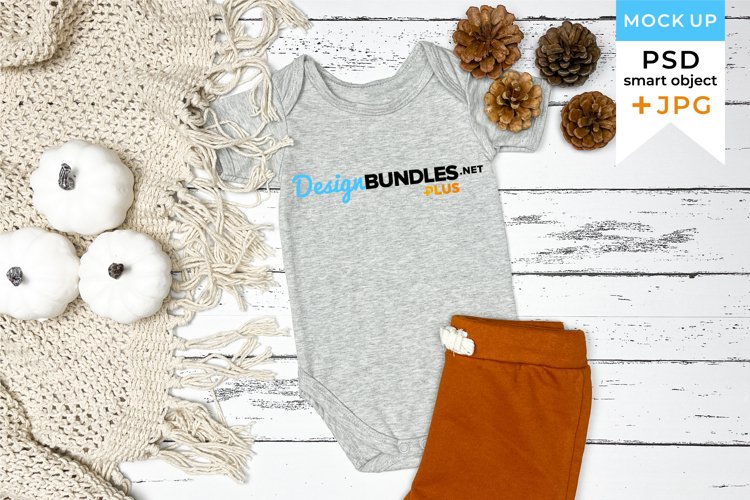 Gray bodysuit mockup Autumn | SVG thanksgiving mockup kids example image 1