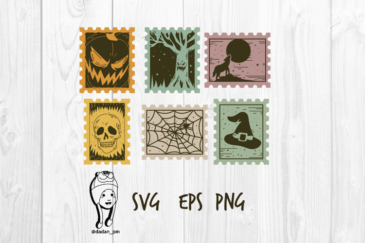 Halloween Vintage Postage Stamp svg png eps