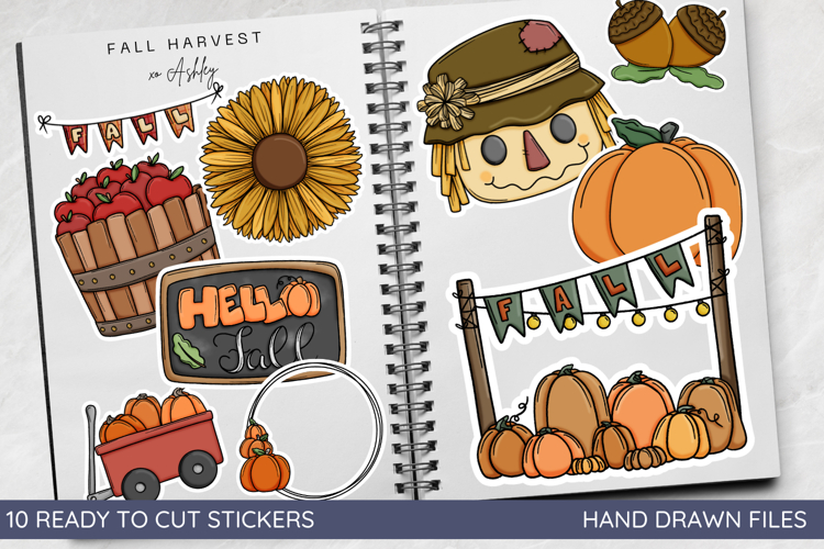Fall Harvest Stickers - Ready to Cut PNG Files