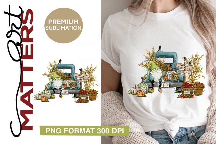 Fall Harvest Vintage Truck - Hand Painted - 300 DPI