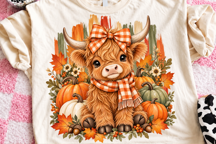 Fall Highland Cow PNG Coquette Fall Png