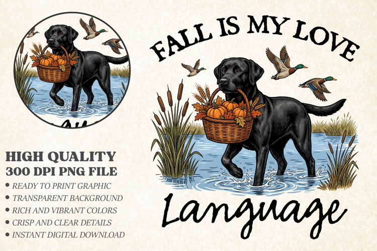 Fall Is My Love Language PNG, Retro Black Lab Dog Shirt