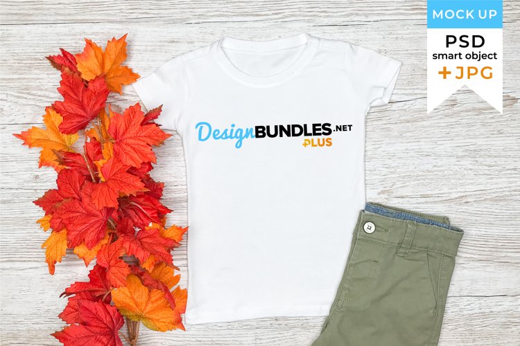 Fall Mockup Kids T-shirt | JPG and PSD mockup