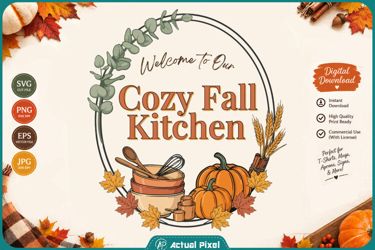 Fall Kitchen Quotes SVG PNG example image 1