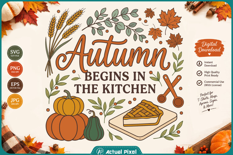 Fall Kitchen Quotes SVG PNG example image 1
