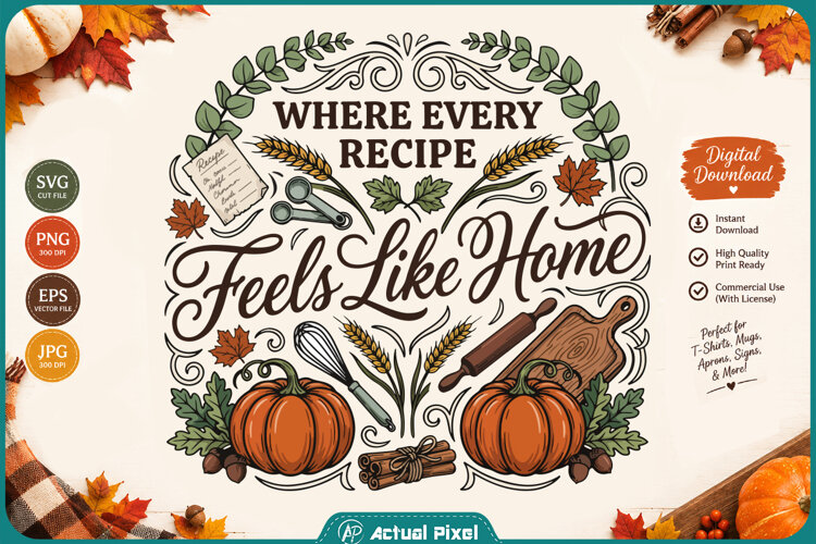 Fall Kitchen Quotes SVG PNG example image 1
