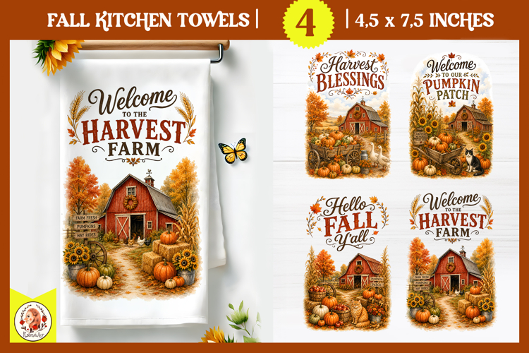 Harvest Farm Fall Rustic Kitchen Towel