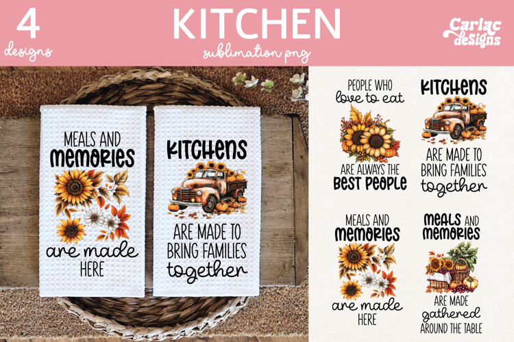 Fall Kitchen Towel Sublimation, Farmhouse Kitchen Towel