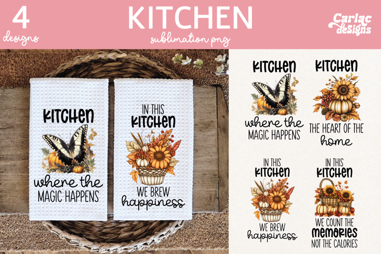 Fall Kitchen Towel Sublimation, Farmhouse Kitchen Towel