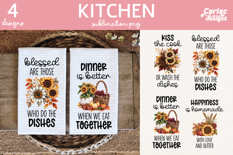Fall Kitchen Towel Sublimation, Farmhouse Kitchen Towel