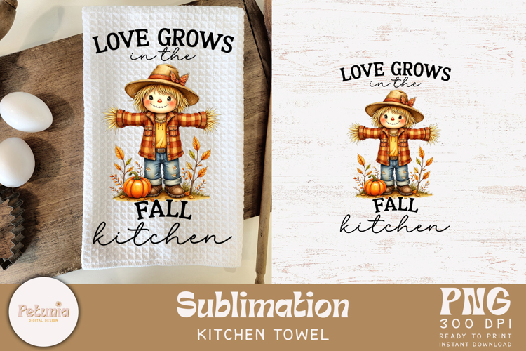 Fall Kitchen Towel | Farmhouse Kitchen Towel Sublimation PNG