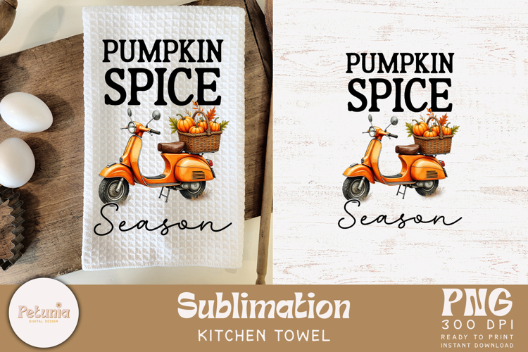 Pumpkin Spice Season Kitchen Towel Sublimation PNG