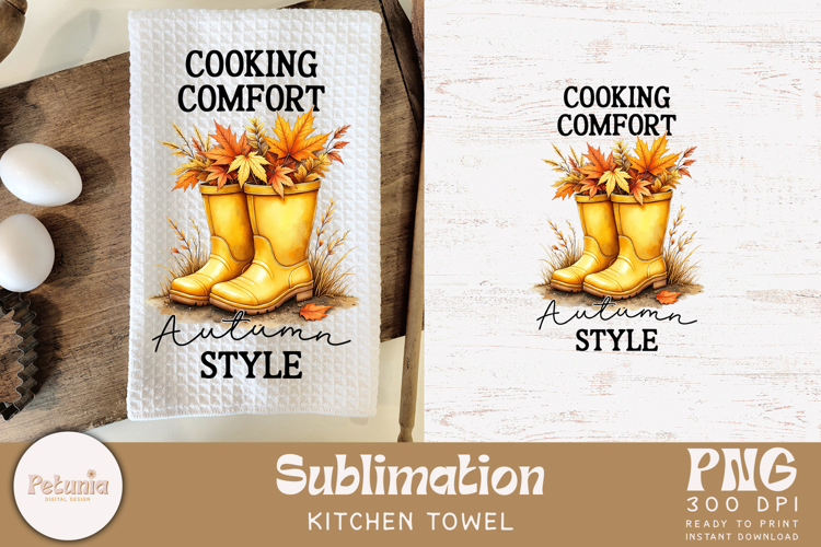 Fall Kitchen Towel | Farmhouse Kitchen Towel Sublimation PNG