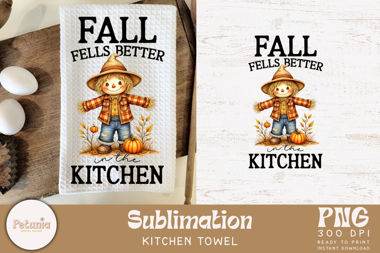 Fall Kitchen Towel | Farmhouse Kitchen Towel Sublimation PNG