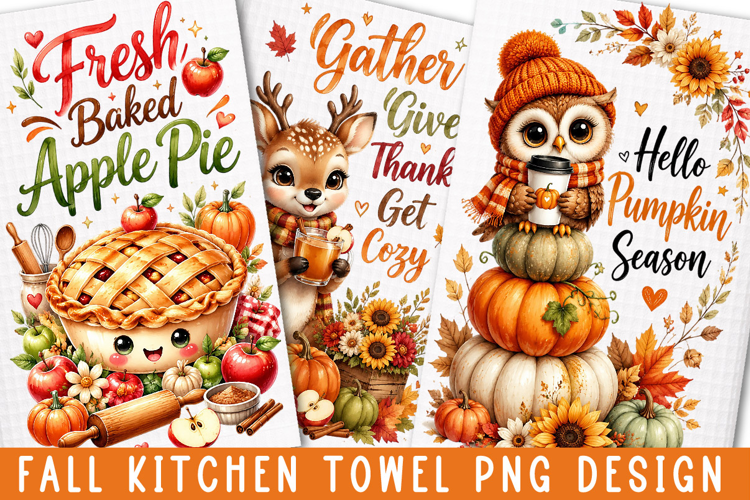 Fall Kitchen Towel Sublimation PNG