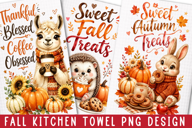 Fall Kitchen Towel Sublimation PNG