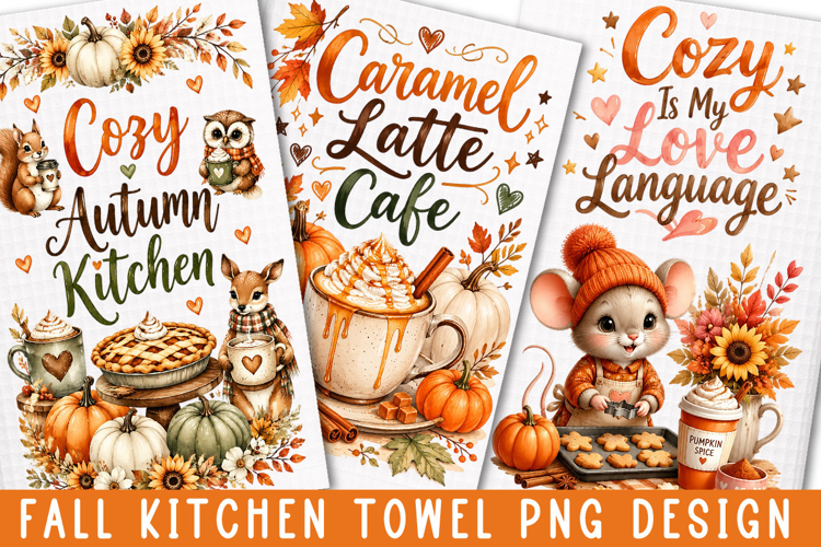 Fall Kitchen Towel Sublimation, Vintage Fall PNG